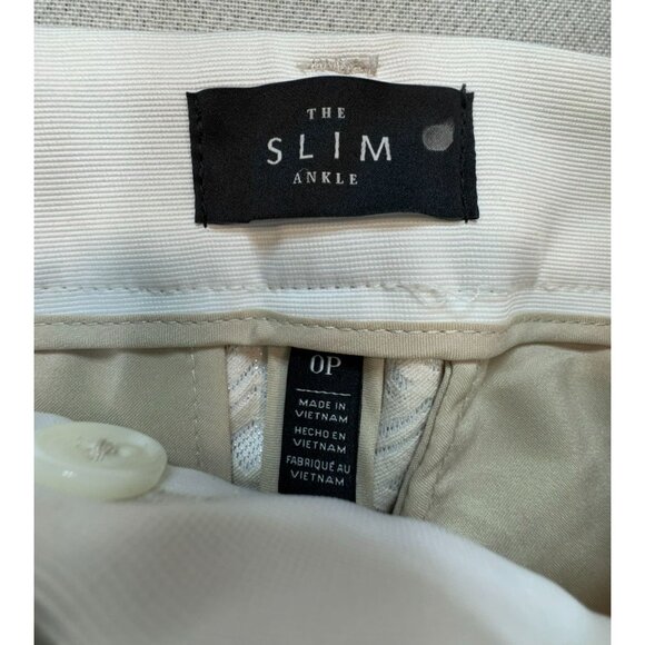 White House Black Market Womens Slim Ankle Pants Size 0P White Geo Metallic NWT - Picture 2 of 14